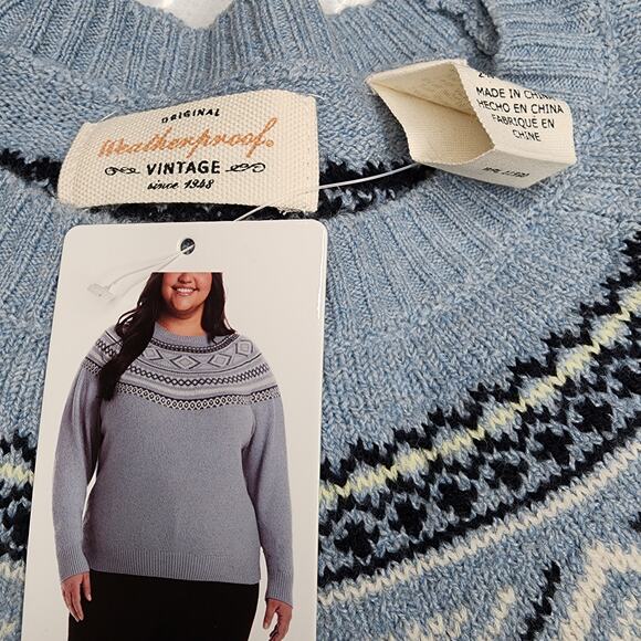 Weatherproof Vintage Women's Fair Isle Blue Sweater XL Soft Brushed Winter NWT - Picture 3 of 6